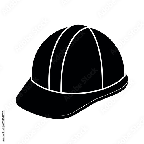 Protective hard hat used on construction sites Silhouette Vector illustration