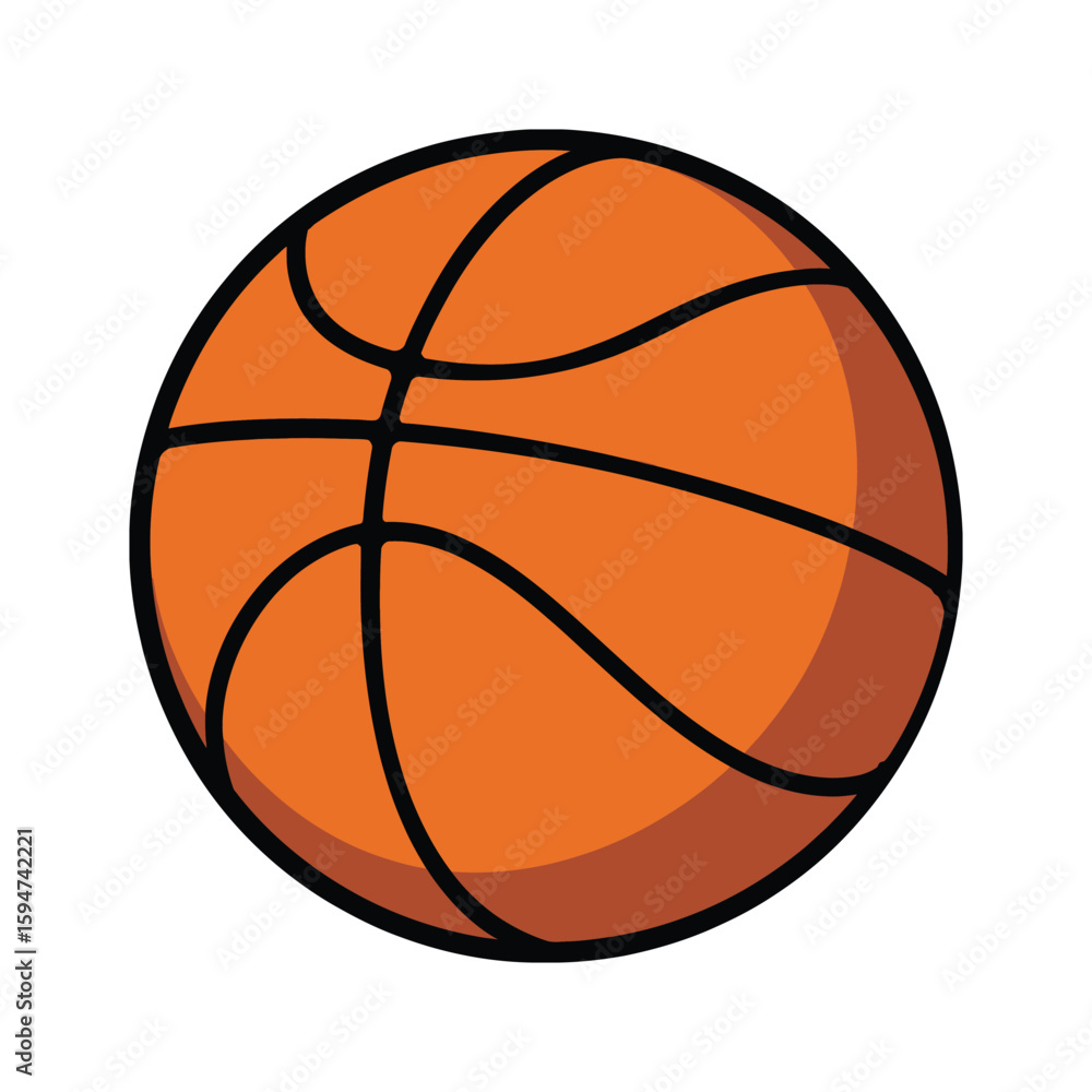 Fototapeta premium Simple Stylized Basketball Illustration: Sport, Game, and Athletic Equipment Icon