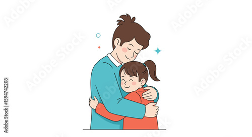 A loving father embraces his cherished daughter with genuine affection and care