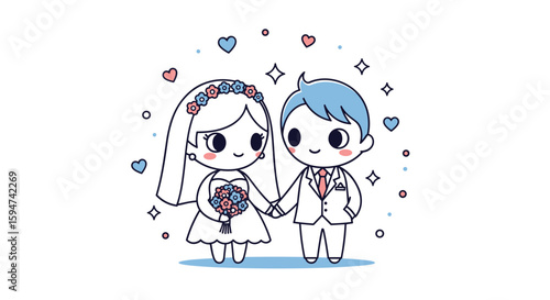 Charming pixel art celebration of a joyful wedding ceremony holding hands together