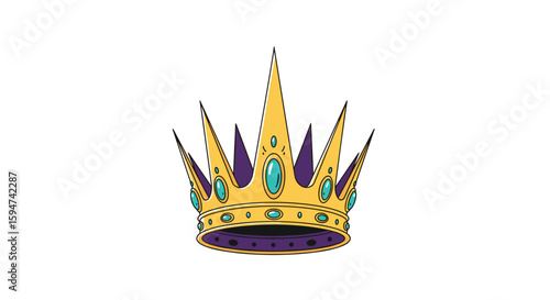 Majestic regal gold crown adorned with deep blue jewels and purple accents representing royalty and power