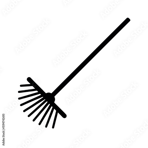 Hay rake tool used for gathering loose straw Silhouette Vector illustration