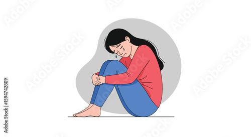 Illustrating the emotional impact of loneliness and isolation on a young woman feeling dejected and lost