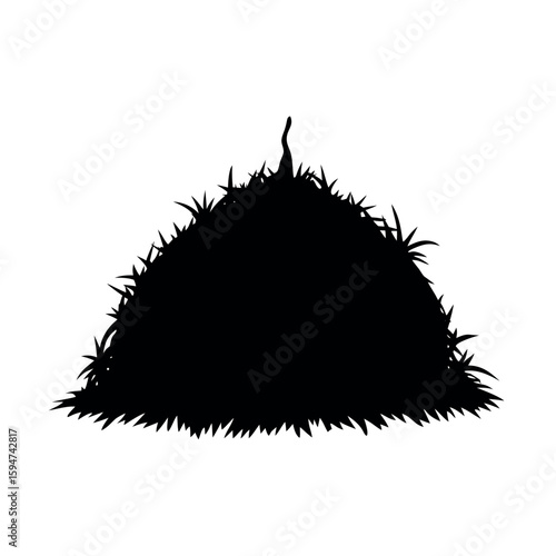 Traditional haystack piled for animal feeding Silhouette Vector illustration