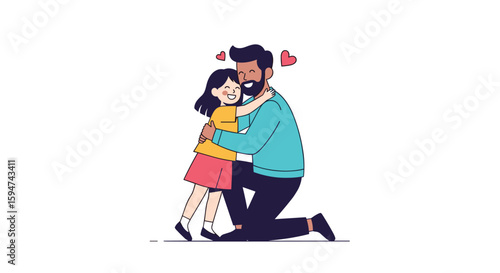 Father and daughter embrace capturing cherished moments of familial love and joyful connection