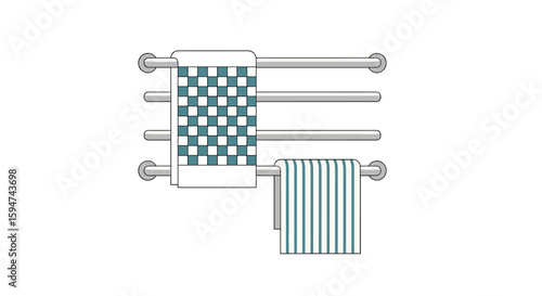 Modern heated towel rack featuring distinctive towel patterns for enhanced bathroom aesthetics
