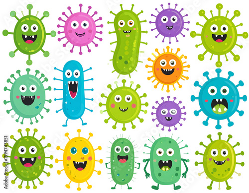 Cartoon Germs and Virus Characters