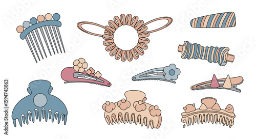 An assortment of adorable hair accessories for styling and securing locks beautifully