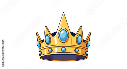 Golden royal crown adorned with blue gemstones representing majesty and power