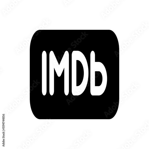 Illustration of the imdb logo with white text on a black rounded rectangle background for movie information