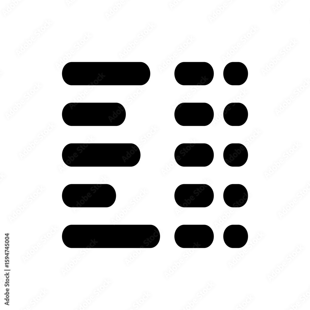 Black rounded rectangles arranged in two distinct groups on a white background creating a simple graphic design Black rounded rectangles arranged in two distinct groups on a white background creating a simple graphic design