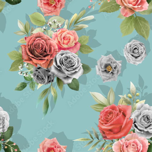 elegant rosses watercolor wedding invitation card set
