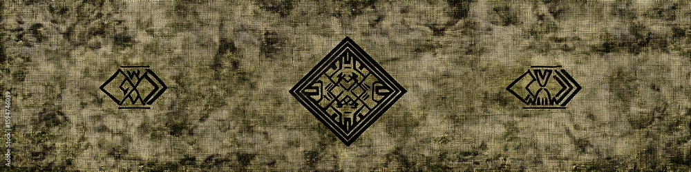 Muted olive green branding texture with antique tribal symbols layered subtly over linen Muted olive green branding texture with antique tribal symbols layered subtly over linen