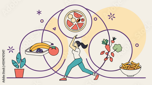 Wellness routines in modern style, creative mood - vector illustration