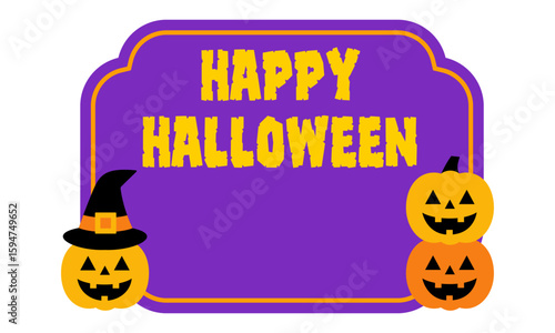 ハロウィンフレームとカボチャのイラストセット