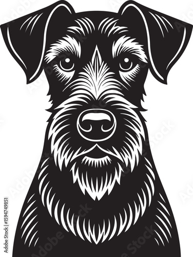 Airedale terrier dog face black white vector animal canine