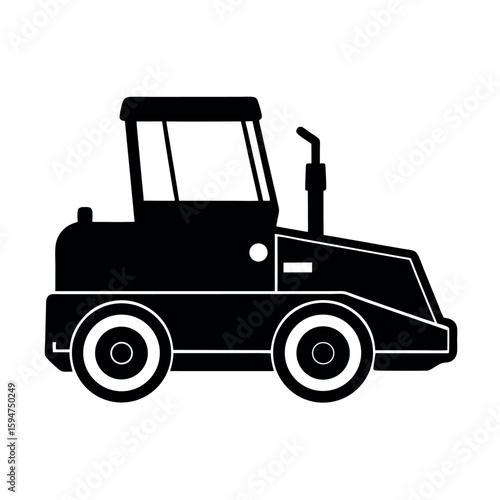 Heavy duty paver machine in side view profile Silhouette Vector illustration