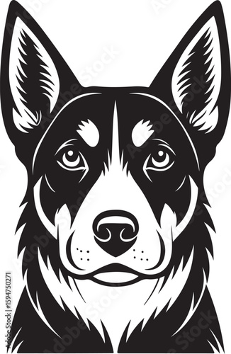 Appenzeller Sennenhund dog head black and white vector animal canine