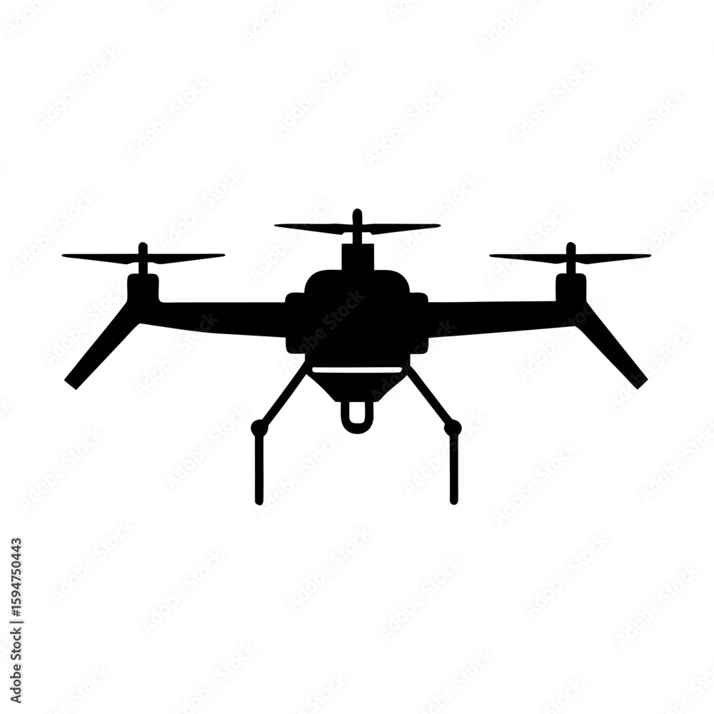 Advanced pesticide spraying drone in flight mode Silhouette Vector illustration Advanced pesticide spraying drone in flight mode Silhouette Vector illustration