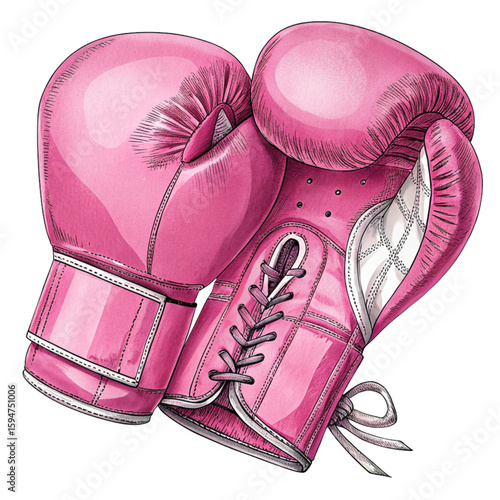 Bright Pink Boxing Gloves Feminine Power Vector for Training or Fitness