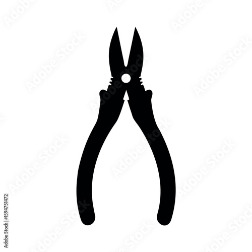 Multi purpose pliers with sharp gripping teeth Silhouette Vector illustration