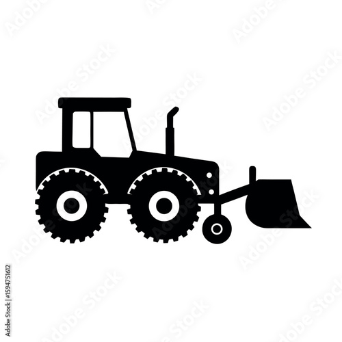 Traditional plow used for soil cultivation Silhouette Vector illustration