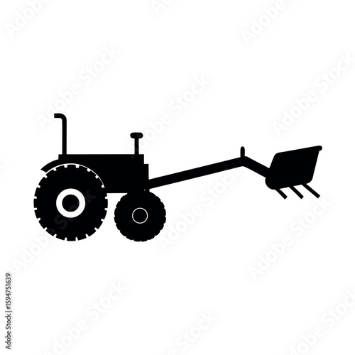 Agricultural plow with curved blade design Silhouette Vector illustration