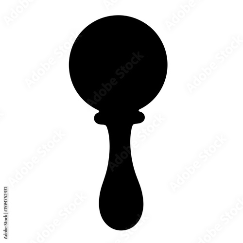 Silhouette of baby rattle on white background, childhood symbolism
