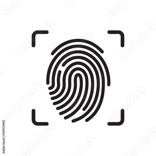 Fingerprint, Human Finger Print, Thumbprint Solid Flat Vector Icon Isolated on White Background