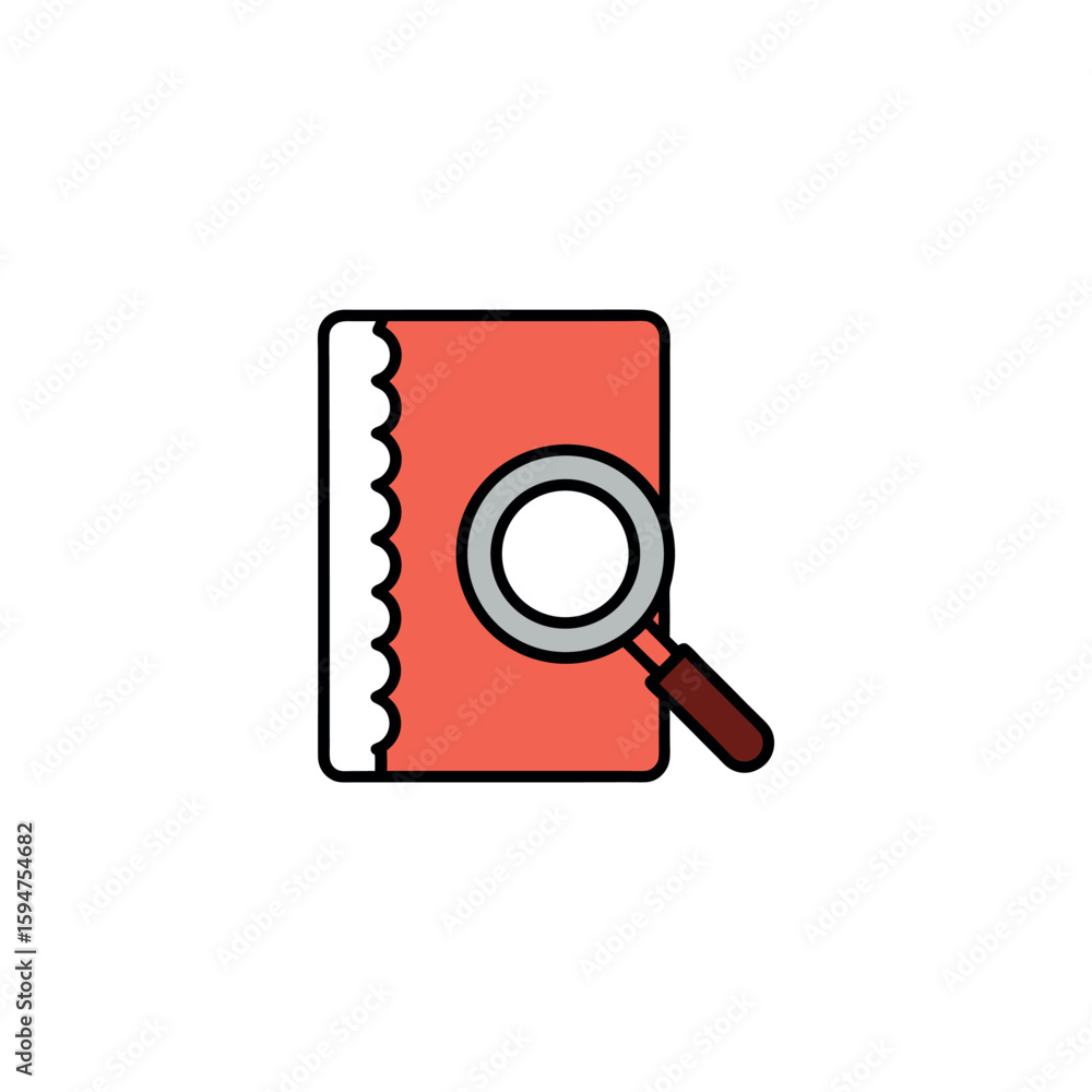 Stamp Album Vector Illustration with Magnifying Glass for Collectors Theme Stamp Album Vector Illustration with Magnifying Glass for Collectors Theme