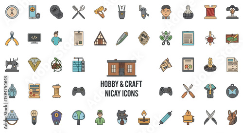 Colorful Hobby and Craft Icons