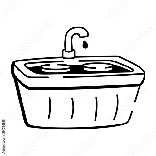 A doodle style icon showing rinse basin
