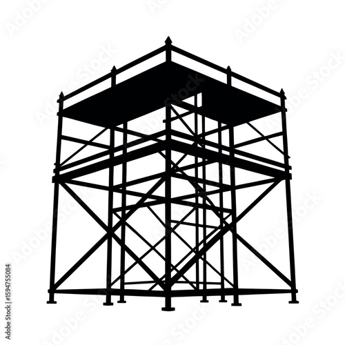 Scaffolding structure for industrial construction Silhouette Vector illustration