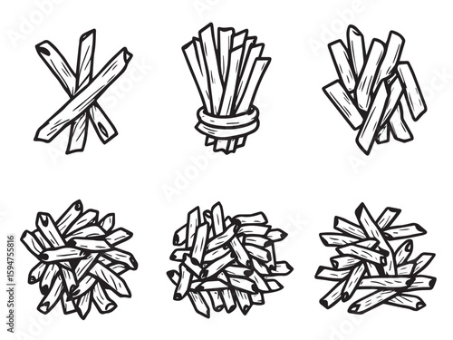 penne pasta black and white artwork
