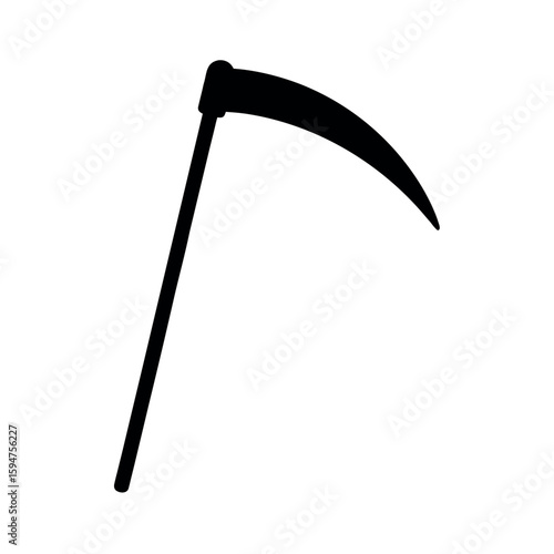 Sharp blade scythe tool for harvesting crops Silhouette Vector illustration