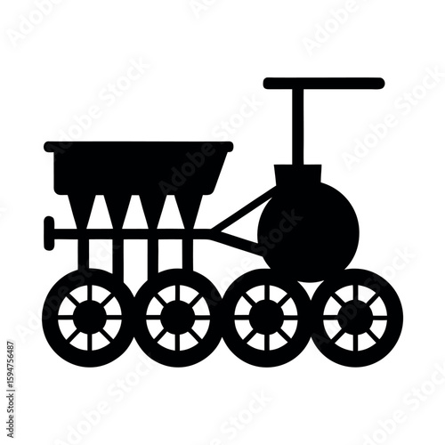 Large seed drill used for precision crop seeding Silhouette Vector illustration