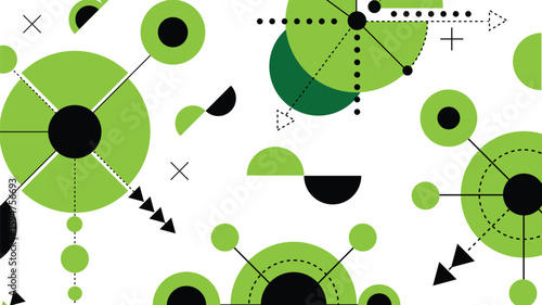 Green Color Modern Hi Tech Technology Elements Background. Graphic design elements and resources vector art