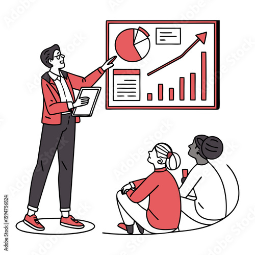 Business Team Meeting Presentation with Charts and Graphs