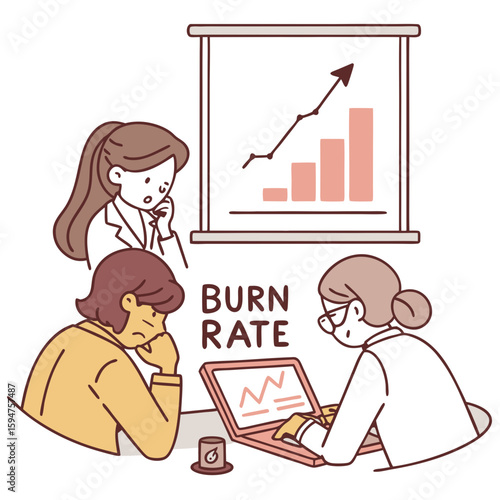 Concerned Businesswomen Analyzing Burn Rate Graph During Meeting