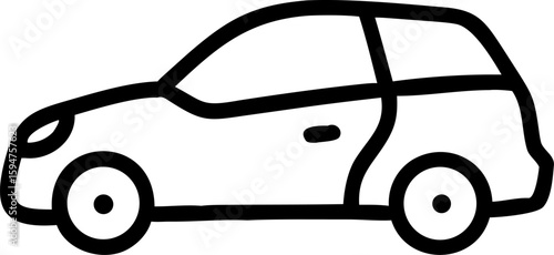 Simple Automotive Silhouette: A minimalist illustration of a modern car, perfect for conveying themes of transportation, mobility, and urban life.