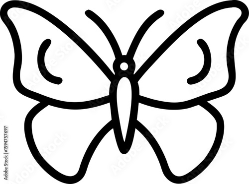 Abstract Butterfly Silhouette: A sleek, minimal outline of a butterfly, perfect for design and symbol creation, evoking the delicate grace and airy freedom of nature.
