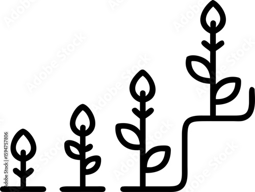 Growth Illustration: A graphical representation of plant growth, symbolizing progress, development, and evolution with minimal design.