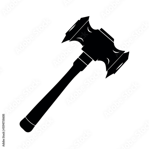 Large sledgehammer used for heavy duty breaking Silhouette Vector illustration