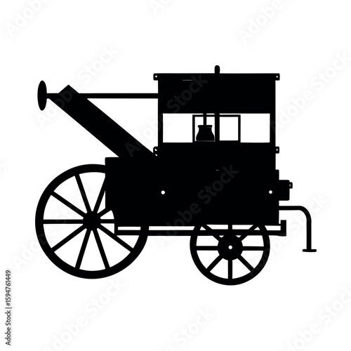 Threshing machine for agricultural grain processing silhouette vector illustration