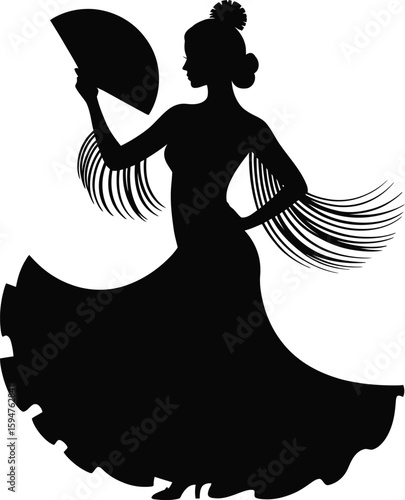 Flamenco dancer silhouette performing a passionate dance