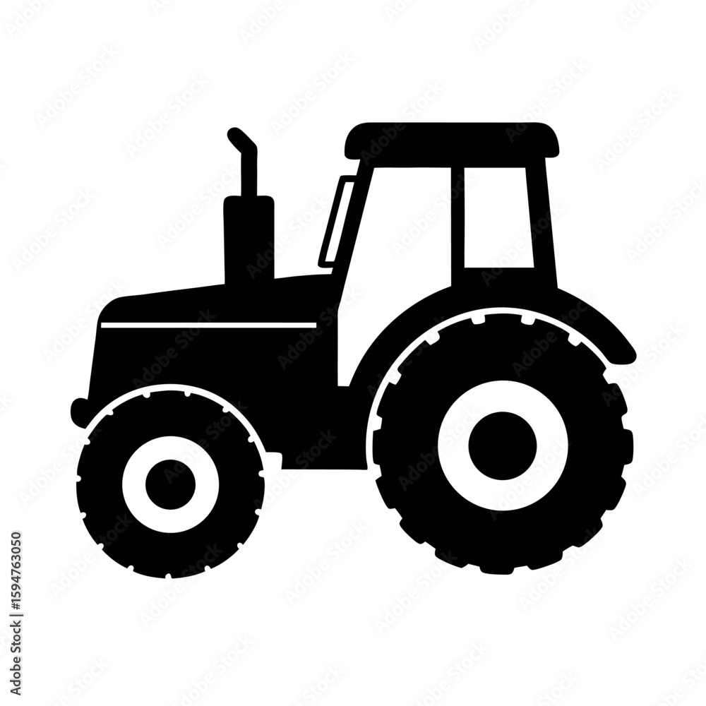 Obraz premium Modern tractor for heavy field work Silhouette Vector illustration