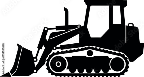 Black silhouette of a crawler loader