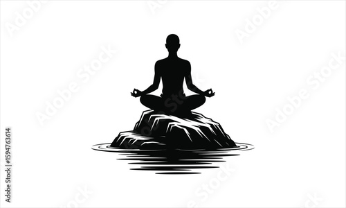 Person in meditative pose spiritual practice silhouette