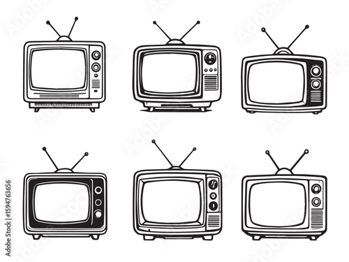 Retro television sketch style icon