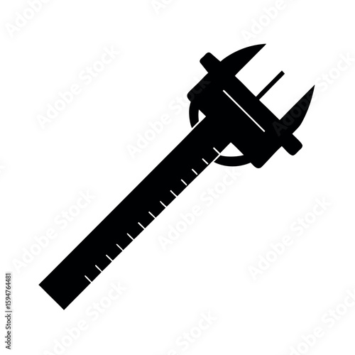 Detailed vernier caliper used for exact sizing Silhouette Vector illustration